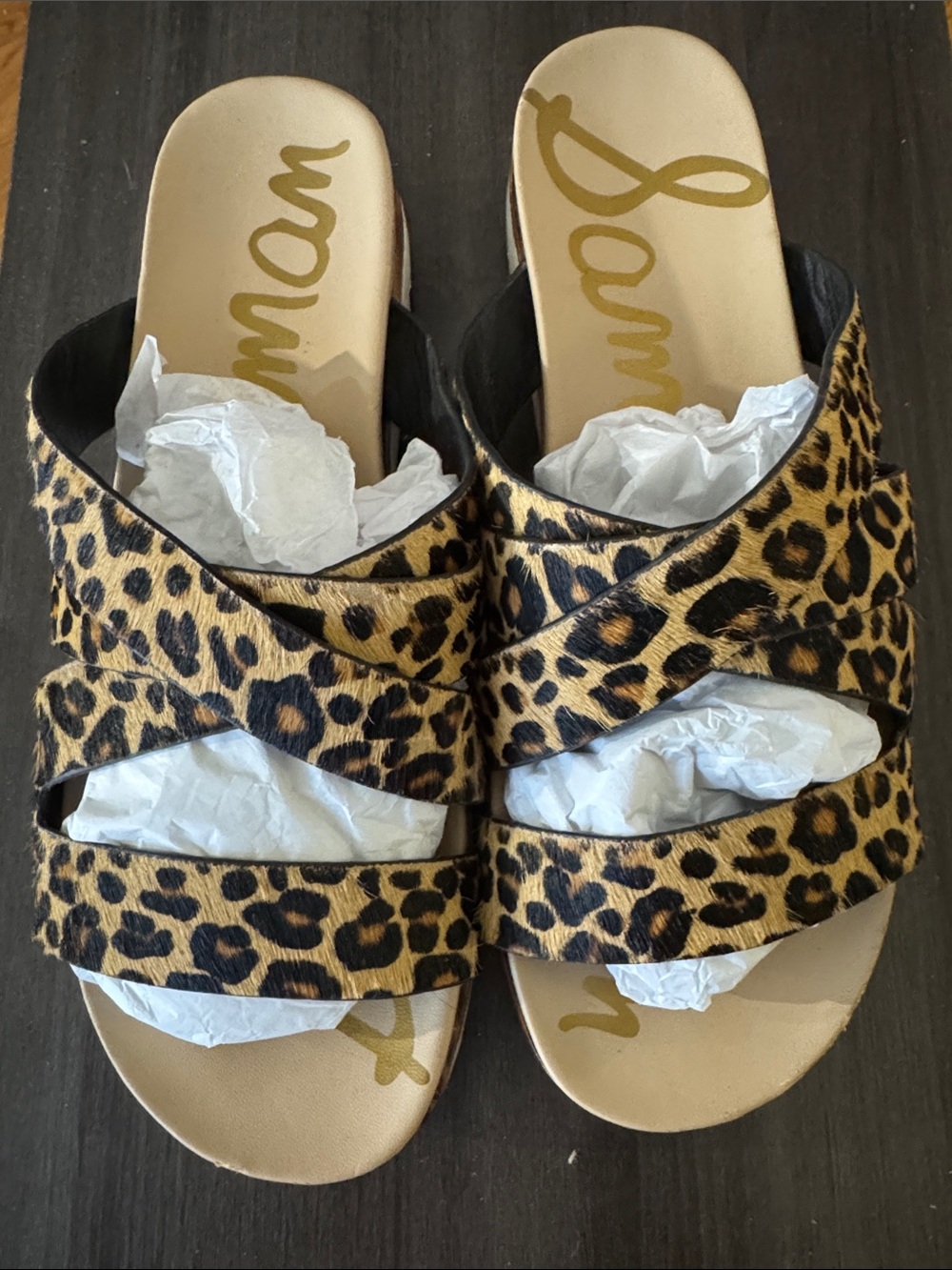 Sam Edelman Leopard Print Crisscross Slide Sandals